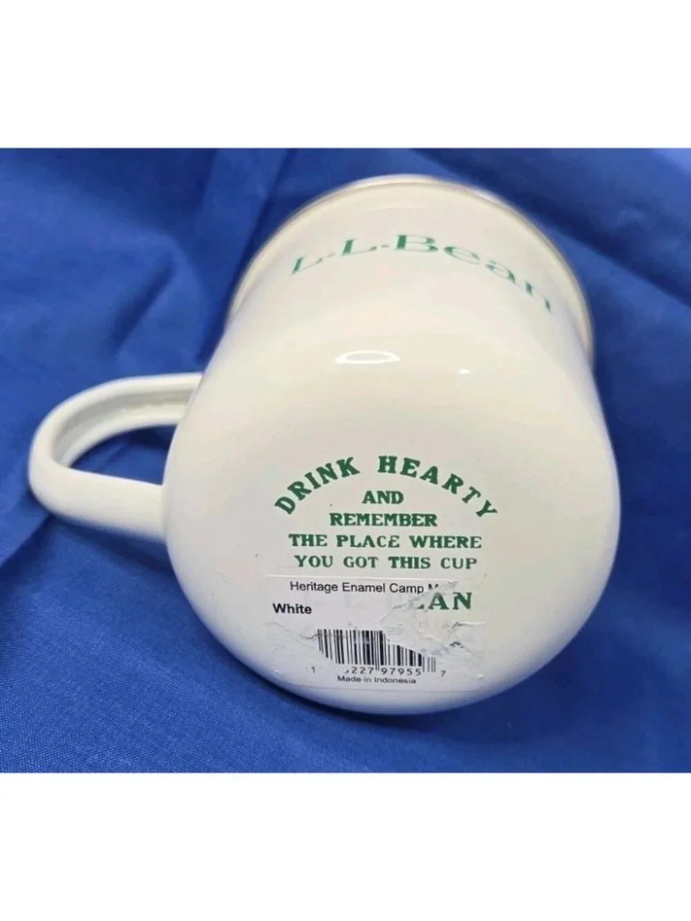 L.L. Bean Heritage Enamel Camp Mug Metal White NWOT